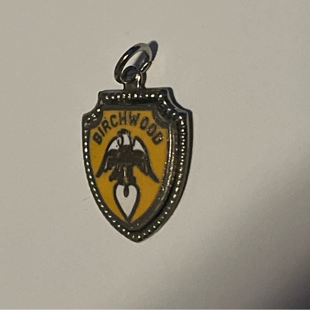 Vintage STERLING SILVER CHARM Birchwood Shield